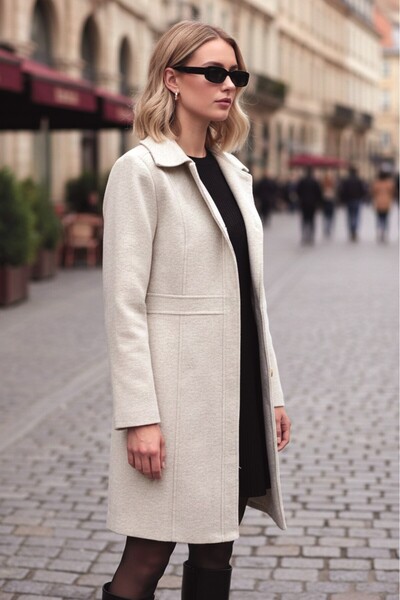 Barbora Dikiş Detaylı Tasarım Kaşe Kaban