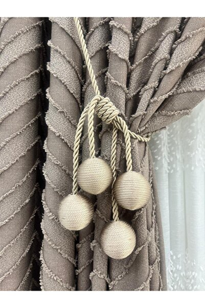 DekoStor Fon Veya Tül Perde Bağlama Aparatı Kornişe Takmatik 4 Toplu Braçol Kahve Renk 2 li