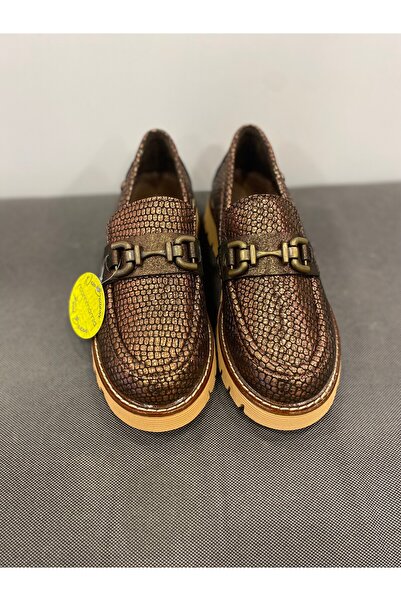 Mammamia Hakiki Deri Baskılı Tokalı Kadın Casual Günlük Ayakkabı