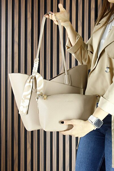 Erkan Saçmacı Kum Vegan Magnetic Closure Large Size Daily Shoulder Bag and Handbag with Strap