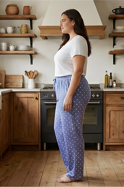 MORRO Γυναικεία πιτζάμα μεγάλου μεγέθους με σχέδιο σουέτ, με κορδόνι στη μέση...