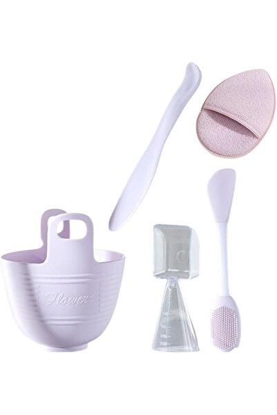 Arabest 5Pcs Silicone Mask Mixing Bowl Set,Homemade Soft Mask Tools,DIY Mask Mixing Kit (Violet)