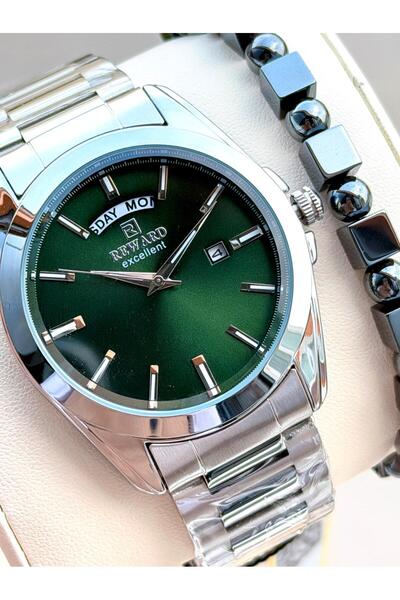 Reward ساعة يد رجالية مع تقويم ومقاومة للماء حتى 5 ضغط جوي مع ضمان لمدة عامين...