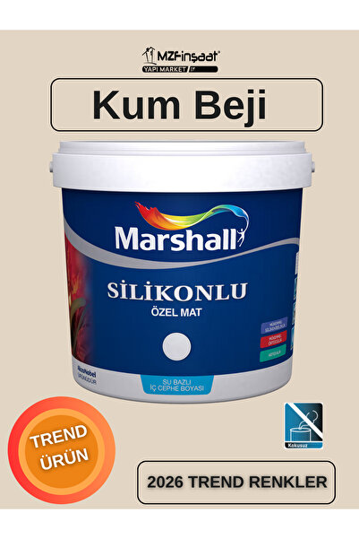 Marshall Silikonlu Özel Mat Silinebilir Kokusuz İç Cephe Boyası Kum Beji