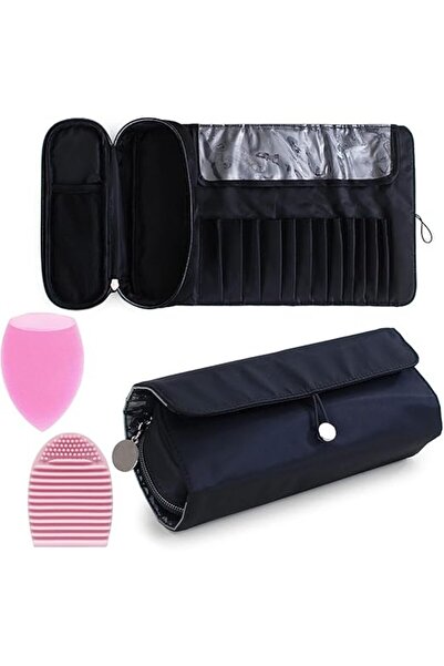 Arabest Portable Makeup Bag, Brush Organizer, Makeup Brush Bag for Travel, Cosmetic Bag with Over 20 Brushes
