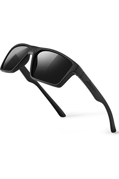 kunchu Unisex Outdoor Polarized Sunglasses, UV400 Protection, Black Classic F...