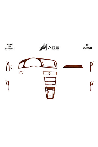 Marscockpitdesign أودي A4 2009 كونسول-توربيدو 17 قطعة
