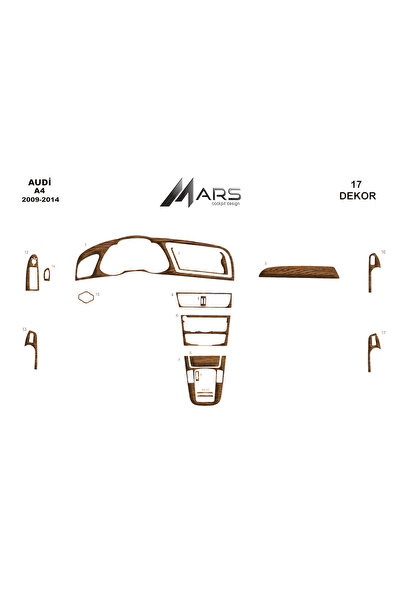 Marscockpitdesign أودي A4 2009 كونسول-توربيدو 17 قطعة
