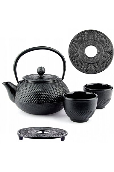 MPLCO Black Namura teapot and 2 mugs set, cast iron, black, 0.8 l