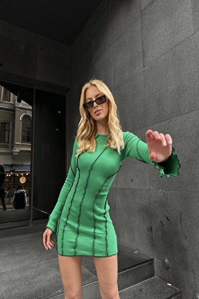 Fashiontayt Ribbed Knit Fabric Asymmetric Dress