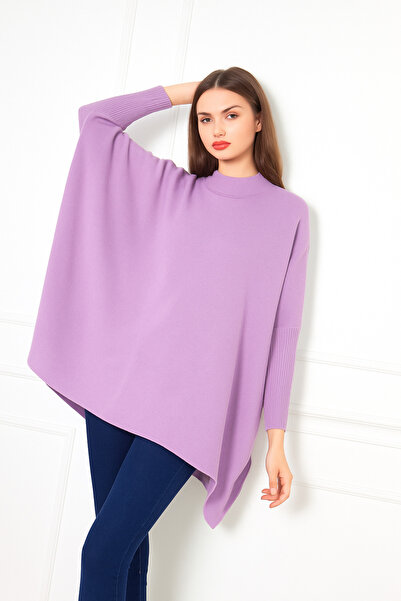 comstar Women's Side Slit Oversize Poncho Sweater