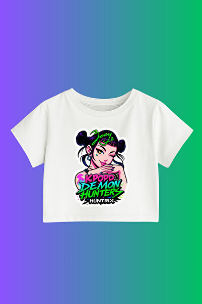 MECH BUTİK Το K-Pop Demon Hunters Huntrix Printed Crop Crop-Top είναι με λεπτ...