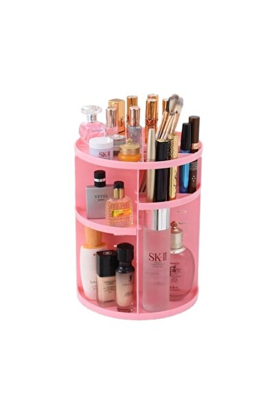 HOZRO Organizator de machiaj, acrilic, capacitate mare, rotație 360°, roz