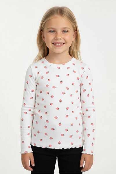 Kyron Κοριτσίστικο μακρυμάνικο με τύπωμα κοτλέ μπλούζα / Άνετο και κομψό σχέδ...