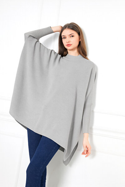 comstar Women's Side Slit Oversize Poncho Sweater