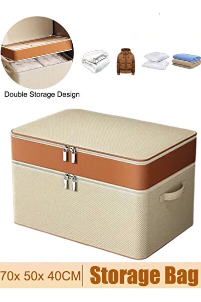 Generic Storage Bins with Zipper Lid Storage Basket Box Closet Shelf Clothes Organizer Container 70*50*40CM