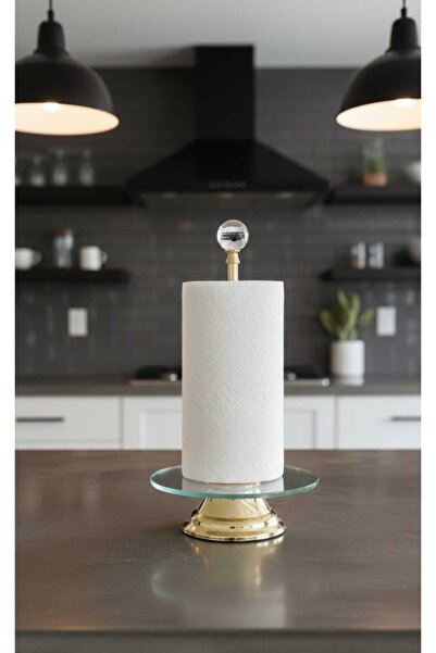 Online Home Market Suport pentru prosoape de hârtie cu picioare metalice din piatră de cristal, organizator pentru prosoape de hârtie pentru role de șervețel