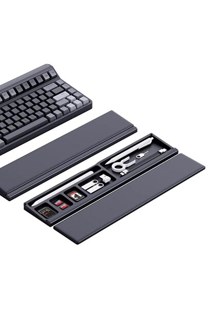 Arabest Keyboard Wrist Rest Pad Support with Desktop Partition Storage Case, Ergonomic (Black)