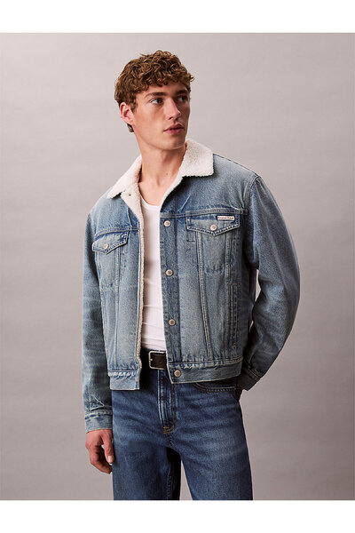 Calvin Klein Erkek 90s Sherpa Trucker Tinted Thundr Ceket - Açık Mavi/