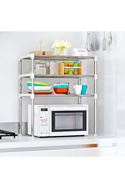 HOZRO Microwave Oven Stand Shelf, Adjustable Kitchen Organizer, Space-Saving Practical Storage