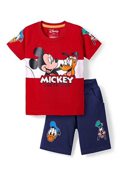 Babyhug Disney طقم تيشيرت وشورت من نسيج جيرسي ناعم بنصف كم، بتصميم ميكي ماوس ...
