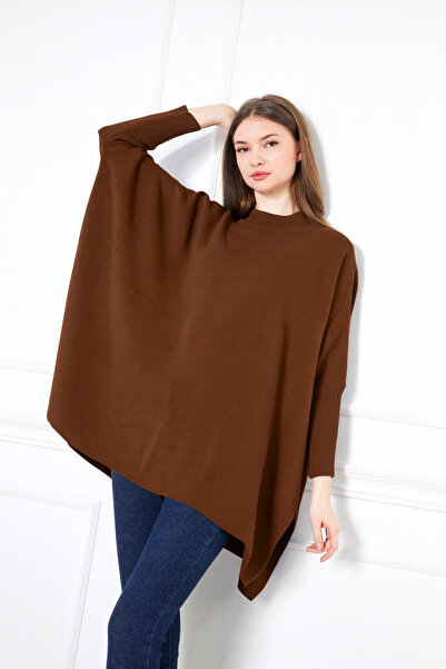 comstar Women's Side Slit Oversize Poncho Sweater