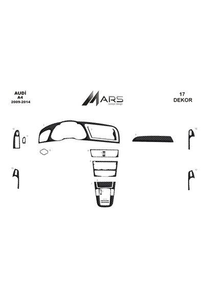 Marscockpitdesign Audi A4 2009 Konsol-Torpido Kaplama 17 Parça