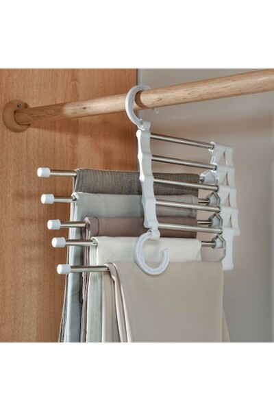 HOZRO Cuier telescopic pentru pantaloni – Organizator de haine multifuncționa...