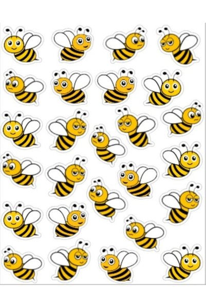 NUNUKİ Cute Bees Sticker Set Hardworking Bee Reward Label Honeybee Decal Sticker Nsti0282