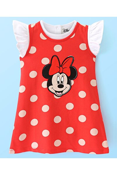 Babyhug Disney بلوزة قصيرة الأكمام من نسيج جيرسي ناعم مزينة بتفاصيل ميني ماوس...