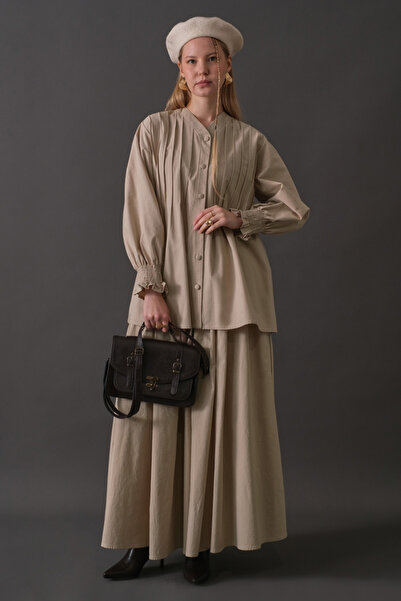 ZÜLAYS Nervür Detaylı Pamuk Gömlek Taş