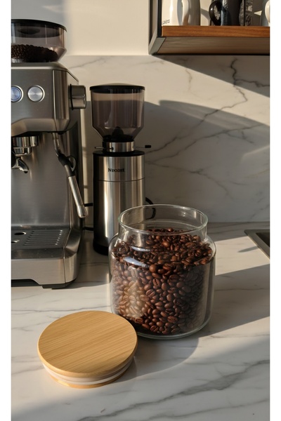 ÖZ HOME Vacuum Bamboo Lid Storage/Organization Jar 635 ml