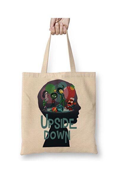 Toyaso Geantă de pânză albă Stranger Things Upside Down Geantă de cumpărături cu mâner lung Geantă de plajă