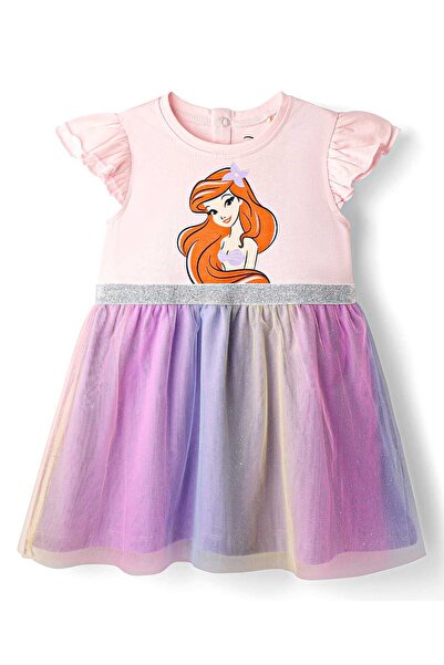 Babyhug Disney فستان جيرسي ناعم مزين برسومات أميرات ديزني - وردي