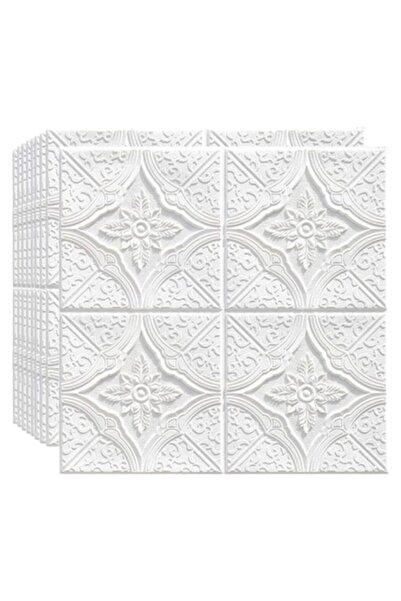 selling depot Set de 10 tapet autoadeziv 3D - Diamant floral, 70x70 cm, Alb