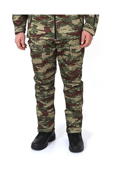 SINGLE SWORD Metam Outdoor Softshell Su Geçirmez Kışlık Taktik Erkek Pantolon, Kamuflaj