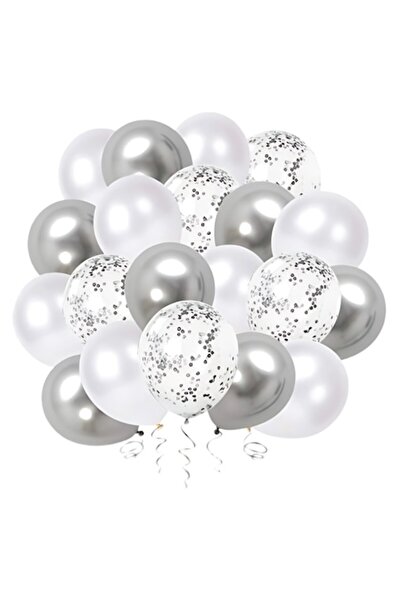 selling depot Σετ 15 μπαλονιών Confetti Selling Depot® - Ασημί / Λευκό