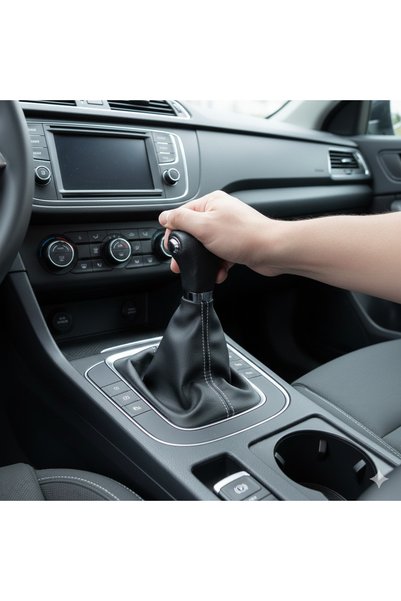 R.O RELAXOTOAKSESUAR Gear Shift Boot Cover. Black and White Stitched High-Quality Gear Shift Boot Cover