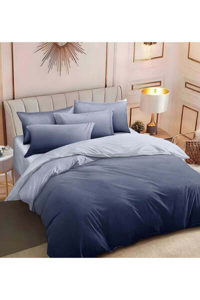 trendyhome Thick Finet Cotton Bedding Set 6 Pieces – Ombre Navy & Light Blue