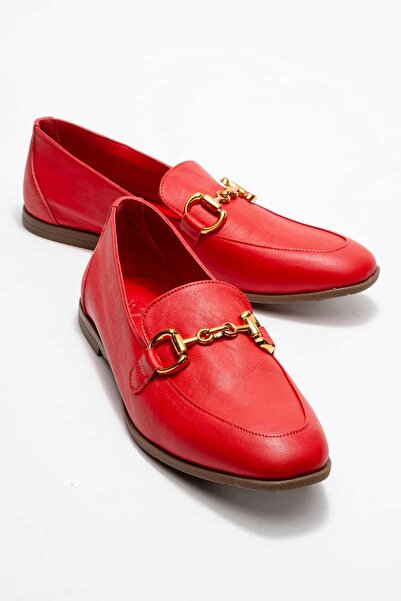 Zeynep Sıradağlı حذاء باليه نسائي من الجلد الطبيعي باللون الأحمر من Adel