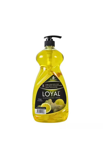 Loyal سائل غسيل أطباق ٥ في ١ مع الزنجبيل والليمون، وإنزيمات طبيعية - ١.٥ لتر