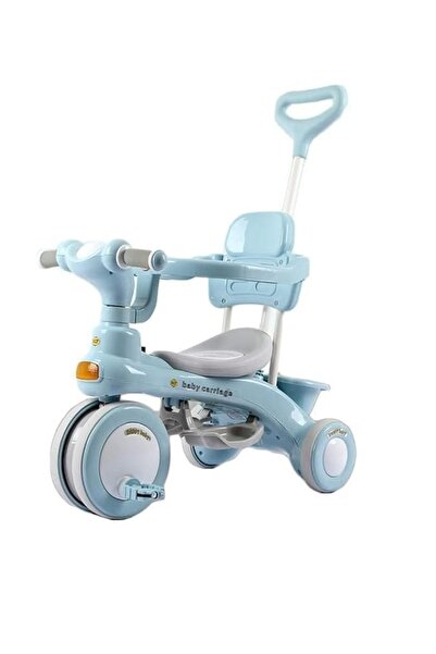 Generic 4 in 1 Kids Tricycle, ABS Foot Pedals, Storage Bag, Sponge Guardrail 1-6 Years Old, Children Blue