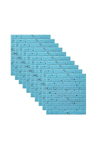 selling depot Set de 10 panouri de perete autoadezive 3D din spumă 70x70x0.3 cm - Albastru (Model Stea)