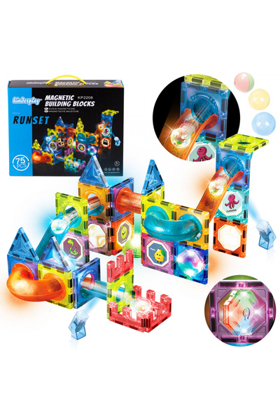 kinderplay Set de constructie magnetic pentru copii Kinderplay, cu 75 element...