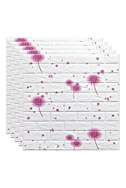 selling depot Set de 5 panouri de tapet 3D autoadeziv din spumă 70x70x0,3 cm, Păpădie, Alb/Roz