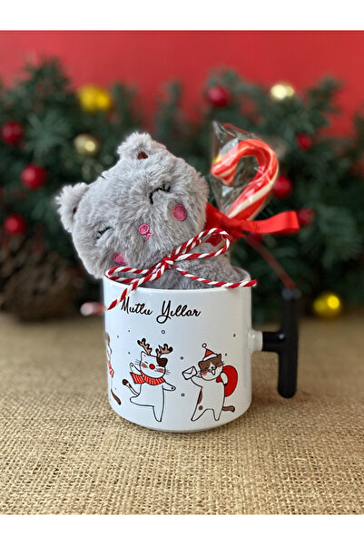 Hepsi Enteresan Special New Year's Mug with Cats, Porcelain t Mug, for Cat Lovers, New Year's Gift