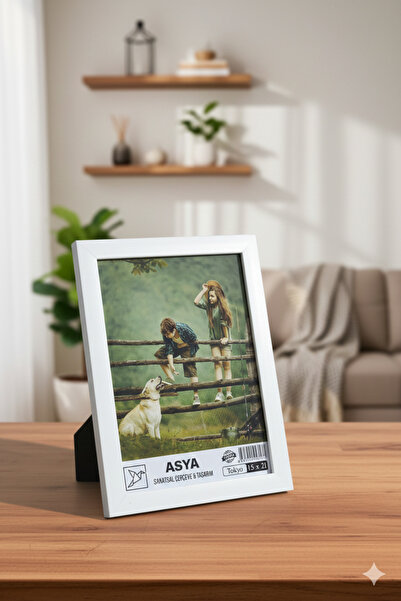 Asya Çerçeve Decorative Tokyo 15X21 White Plastic Photo Frame with Glass Stand