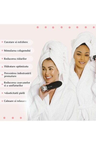 PULCHER Aparat de masaj facial profesional 6 în 1, 4 capete, negru
