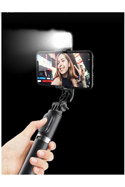 sa-na port Led Işıklı tripot ve Selfie Çubuğu Bluetooth Kumandalı Kablosuz Se...