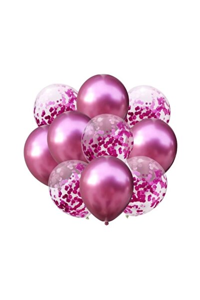 selling depot Σετ 10 διαφανών μπαλονιών με ροζ κομφετί -